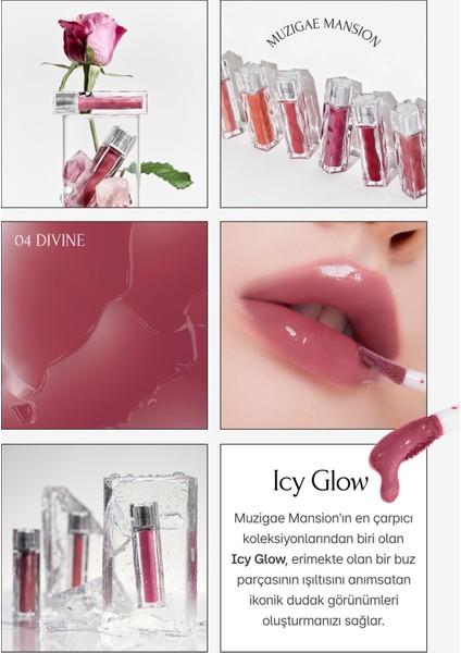 Uzun Süre Parlak Görünüm Sunan Lip Gloss MUZIGAE MANSION Icy Glow (04 Divine) modelleri