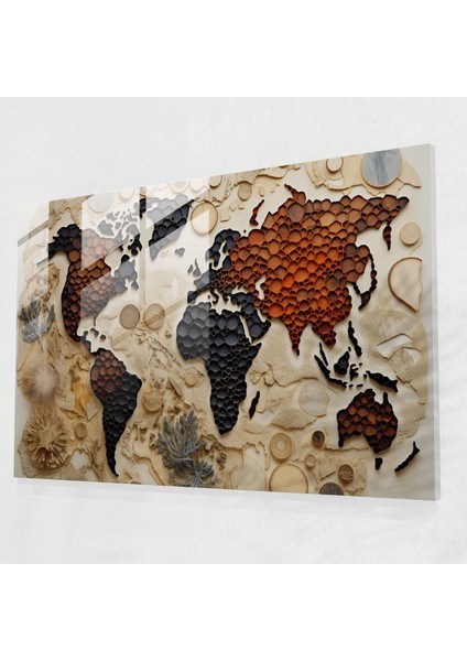Dünya Haritası Cam Tablo - Çeşitliliğin Koleksiyonu - Dünya Haritası 2 Soyut Koleksiyon Cam Duvar Sanatı Çeşitlilik