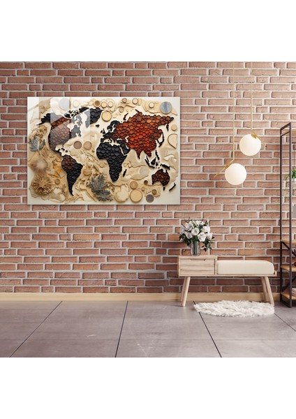 Dünya Haritası Cam Tablo - Çeşitliliğin Koleksiyonu - Dünya Haritası 2 Soyut Koleksiyon Cam Duvar Sanatı Çeşitlilik fiyatları