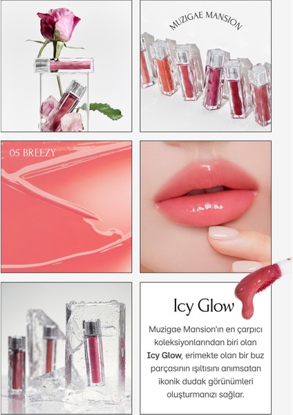 Uzun Süre Parlak Görünüm Sunan Lip Gloss MUZIGAE MANSION Icy Glow (05 Breezy) modelleri