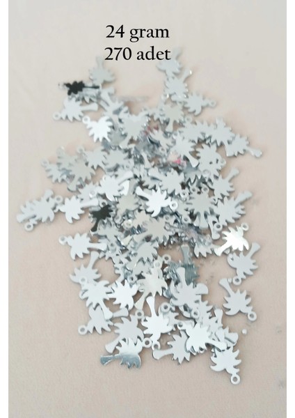 Oya Abiye Bileklik Kolye Pleksi Metalik Plastik Pul Gümüş Renk 24 Gram 270 Adet - BNC566