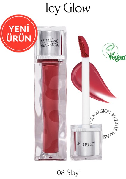 Uzun Süre Parlak Görünüm Sunan Lip Gloss MUZIGAE MANSION Icy Glow (08 Slay)