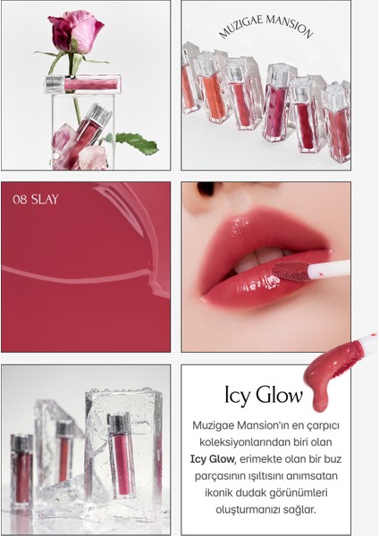 Uzun Süre Parlak Görünüm Sunan Lip Gloss MUZIGAE MANSION Icy Glow (08 Slay) modelleri