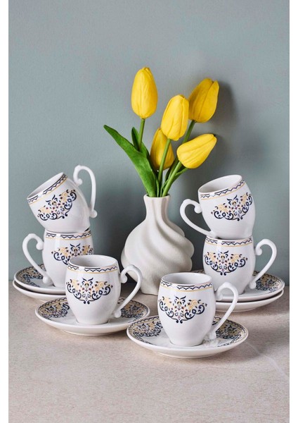 Mavişehir 6 Kişilik Porselen Kahve Fincanı Takımı