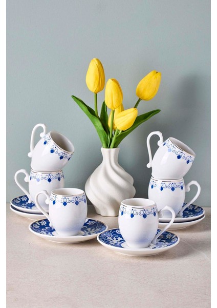 Mavişehir 6 Kişilik Porselen Kahve Fincanı Takımı