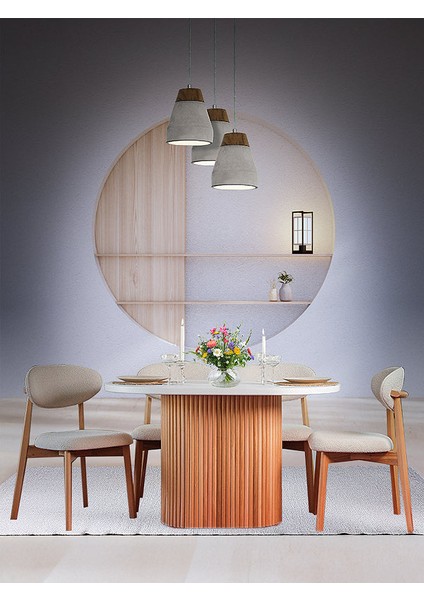 Marsilya Iskandinav Natural Ahşap Masa Sandalye Takımı 90X130