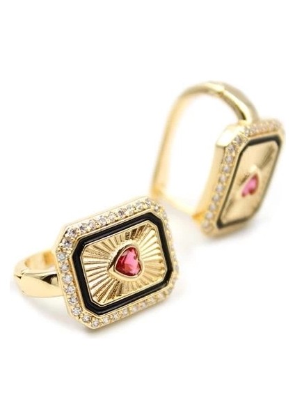 Kalp Taşlı Küpe - Pembe