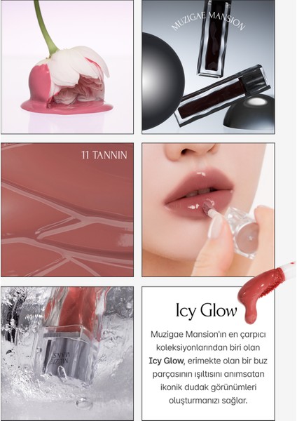 Uzun Süre Parlak Görünüm Sunan Lip Gloss MUZIGAE MANSION Icy Glow (11 Tannin) modelleri
