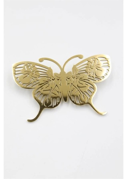 Çelik Kelebek Broş - Altın