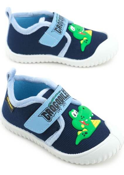 Erkek Çocuk Kışlık Tek Cırt Cırtlı Ayarlanabilir Rahat Taban Ev, Bahçe, Okul, Kreş Panduf Ayakkabı