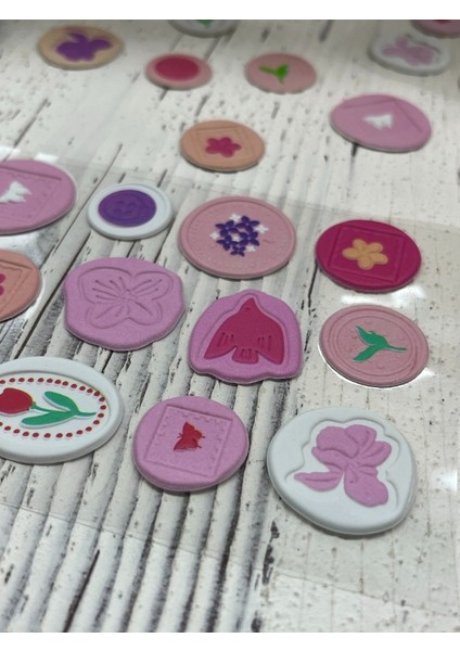 3D Kabartmalı 18 Adet Pembe Paket Mühür Desenli Sticker / Etiket / Çıkartma fırsatları