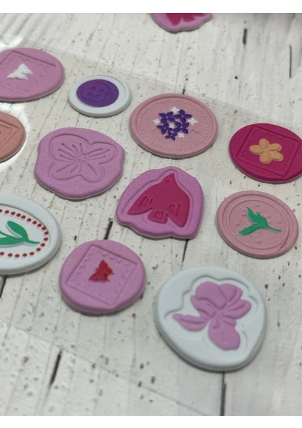 3D Kabartmalı 18 Adet Pembe Paket Mühür Desenli Sticker / Etiket / Çıkartma indirimleri