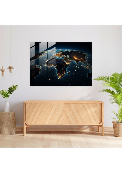 Dünya Haritası Cam Tablo - Kozmik Bağlantı - Dünya Haritası 2 Duvar Dekorasyonu Ev Dekorasyonu Takımyıldız fiyatları