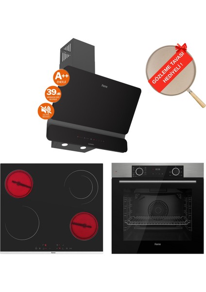 Fryart&flowart Trivona Sessiz Davlumbaz Elektrikli Inox Ank. Set (D080-SA + MS263 + XE63MI)