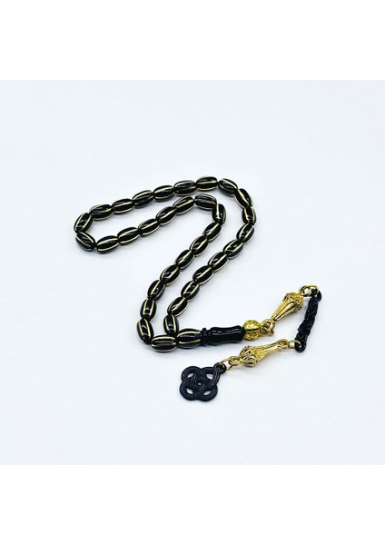 Mini Boy Pirinç Işlemeli Gürcistan Oltu Taşı Tesbih