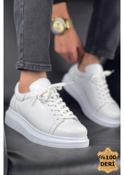 Hakiki Deri Erkek Sneaker Ayakkabı Beyaz MN257 fiyatları