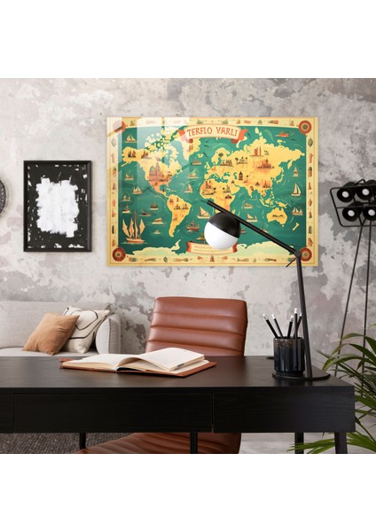 Dünya Haritası Cam Tablo - Dünya Haritası 2 Cam Sanatı Ev Dekorasyonu Cam Duvar Sanatı fiyatları