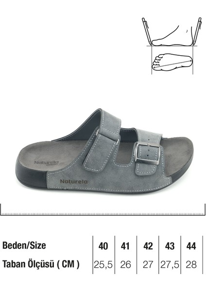Naturela Comfort Erkek Yazlık Rahat Taban Suni Deri Tek Cırt Cırtlı Tek Tokalı Ayarlanabilir Günlük Terlik fiyatları