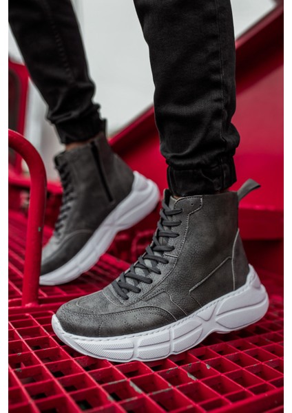 Fermuarlı Bağcık Detaylı Erkek Sneaker Bot Antrasit