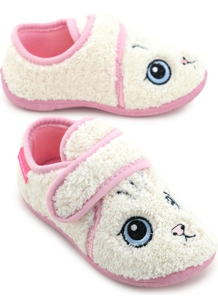 Kız Çocuk Kışlık Tek Cırt Cırtlı Ayarlanabilir Rahat Taban Ev, Bahçe, Okul, Kreş Panduf Ayakkabı