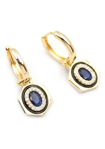 Taşlı Küpe - Mavi