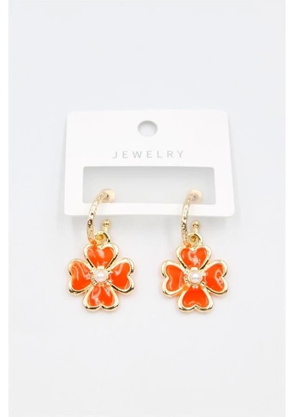 Çiçek Küpe - Turuncu