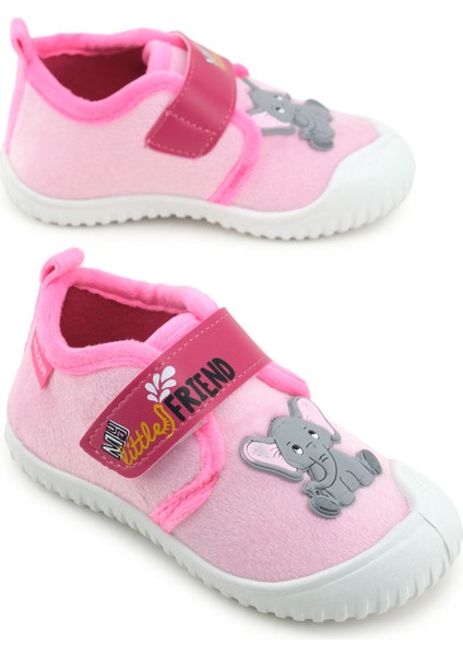 Kız Çocuk Kışlık Tek Cırt Cırtlı Ayarlanabilir Rahat Taban Ev, Bahçe, Okul, Kreş Panduf Ayakkabı