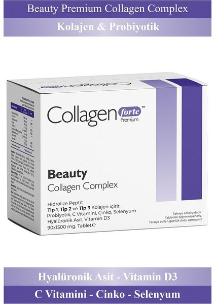 Colagen Beauty Collagen, Probiyotik & Multivitamin 1500MG x 90 Tablet