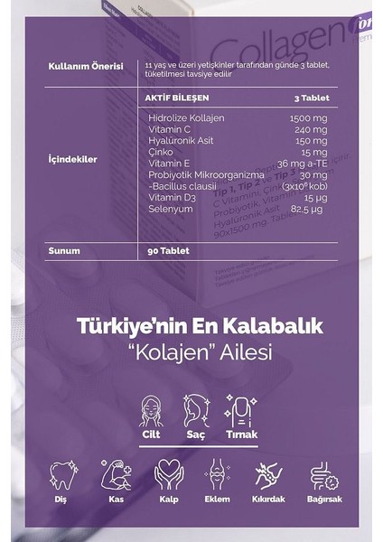 Colagen Beauty Collagen, Probiyotik & Multivitamin 1500MG x 90 Tablet fırsatları