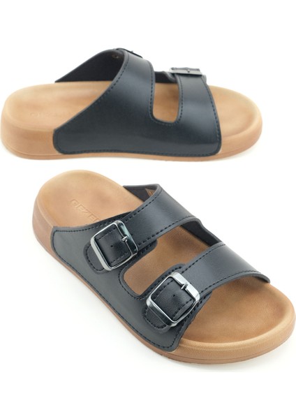 Kadın Yazlık Suni Deri Iki Kemer Cırt Cırtlı Ayarlanabilir Rahat Taban Günlük Terlik