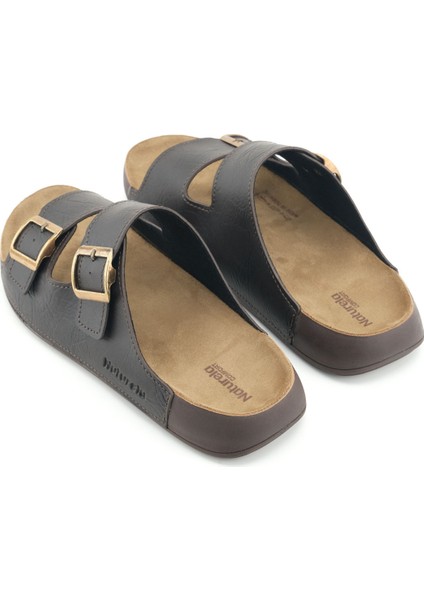 Naturela Comfort Erkek Yazlık Suni Deri Çift Toka Ayarlanabilir Rahat Taban Günlük Terlik fırsatları