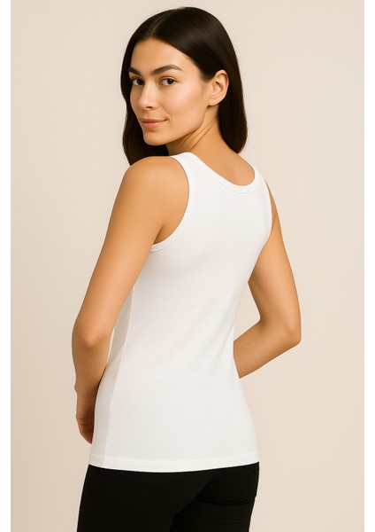 Kadın Pamuklu Ribana Kalın Askılı Atlet 3'lü Paket | Beyaz K0111 fiyatları