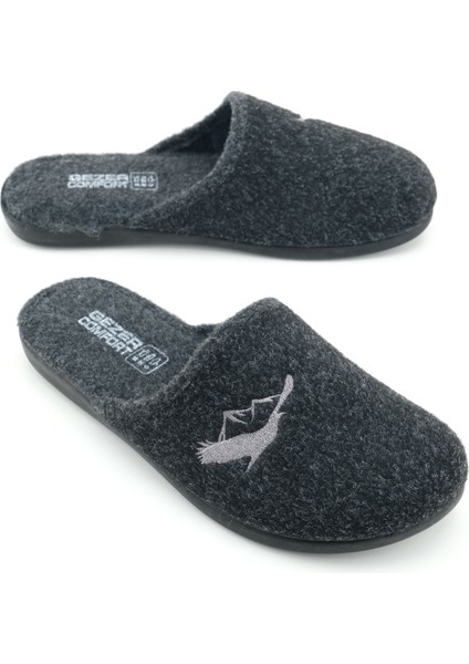 Erkek Kışlık Keçe Çıkarılabilir Cırt Cırtlı Iç Taban Rahat Ev Bahçe Terlik