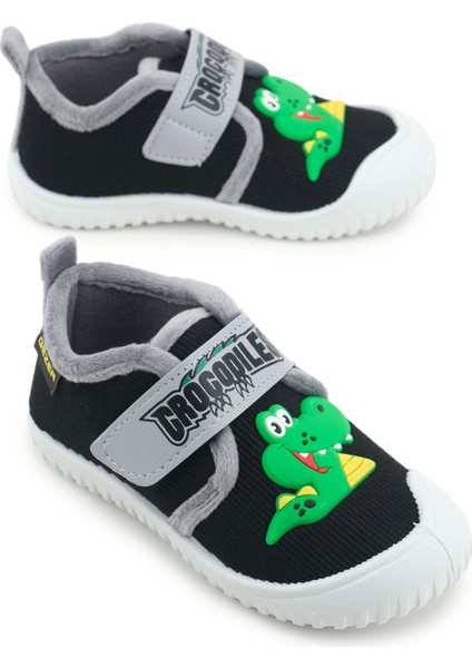 Erkek Çocuk Kışlık Tek Cırt Cırtlı Ayarlanabilir Rahat Taban Ev, Bahçe, Okul, Kreş Panduf Ayakkabı