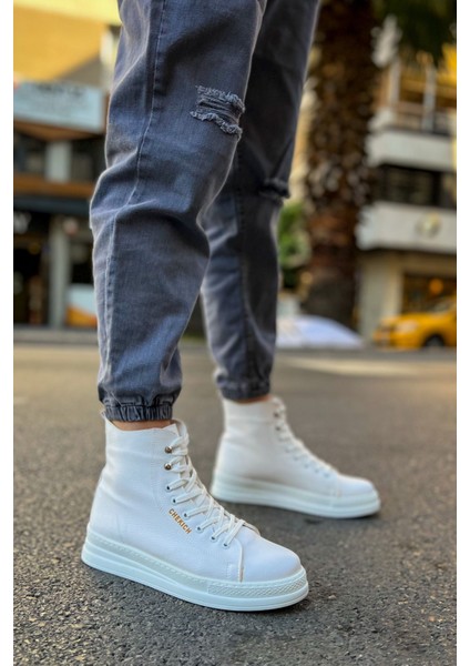Bağcıklı Erkek Sneaker Bot Beyaz