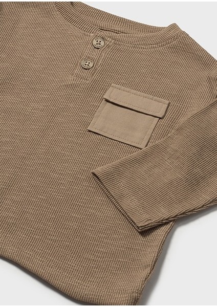Kahverengi Erkek Bebek Uzun Kollu Örme Tişört 2064 modelleri