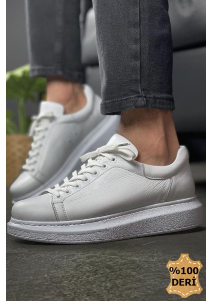 Hakiki Deri Erkek Sneaker Ayakkabı Beyaz MN257