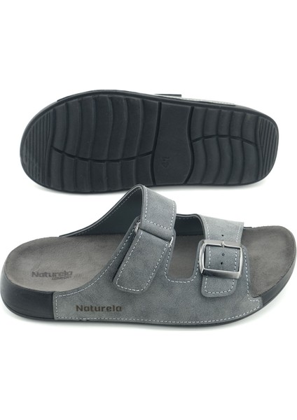 Naturela Comfort Erkek Yazlık Rahat Taban Suni Deri Tek Cırt Cırtlı Tek Tokalı Ayarlanabilir Günlük Terlik indirimleri