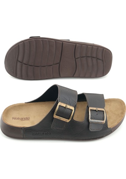 Naturela Comfort Erkek Yazlık Suni Deri Çift Toka Ayarlanabilir Rahat Taban Günlük Terlik indirimleri
