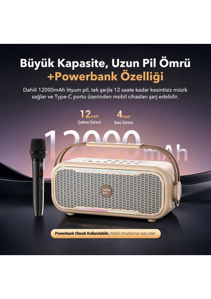 Nowgo C2 60W Taşınabilir Rgb Bluetooth Hoparlör Mikrofonlu Karaoke Parti Speaker Yeşil fırsatları