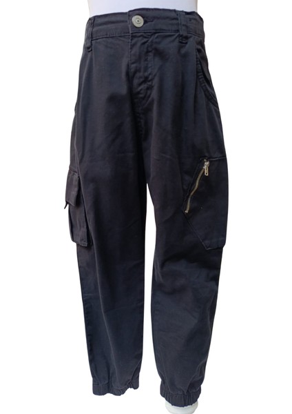 Fancy Kids Antalya Erkek Çocuk Siyah Kargo Cepli Fermuarlı Pantolon – Pamuklu Esnek Kumaş