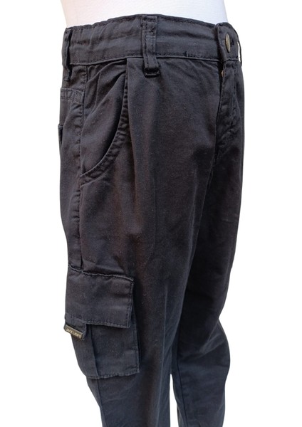 Fancy Kids Antalya Erkek Çocuk Siyah Kargo Cepli Fermuarlı Pantolon – Pamuklu Esnek Kumaş fiyatları