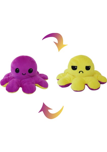 Flip Ahtapot Küçük Bebek 10CM Charm Çift Taraflı Flip Peluş Oyuncaklar Sevimli Komik Ifade Ahtapot Anahtarlık Charm (Yurt Dışından)