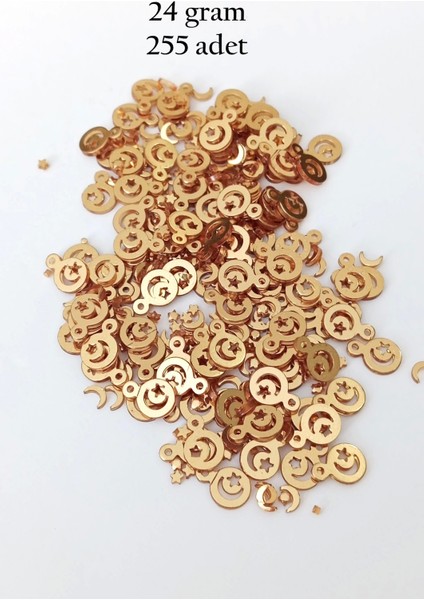 Oya Abiye Bileklik Kolye Pleksi Metalik Plastik Pul Altın Renk 24 Gram 255 Adet - BNC543