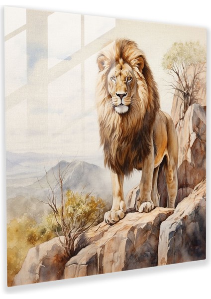 Vahşi Yaşam Cam Tablo - Asaletli Aslan - Vahşi Yaşam Modern Sanat Safari