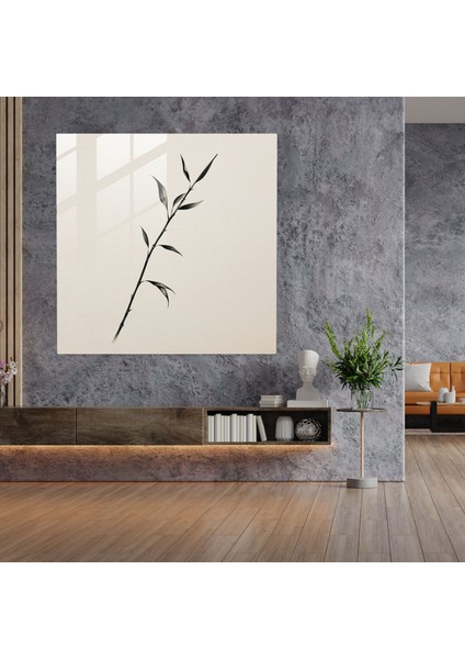 Zen Bambu Dalı Cam Tablo - Zen Cam Sanatı Huzurlu Minimalist Mürekkep Çizimi fiyatları