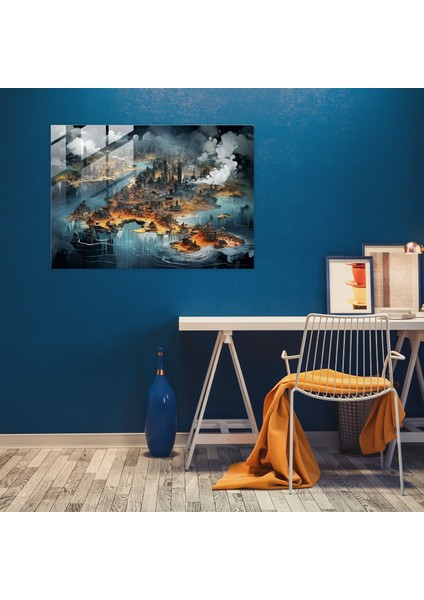 Dünya Haritası Cam Tablo - Sürreal Dünya Haritası - Dünya Haritası 2 Cam Sanat Cam Tablo Duvar Dekorasyonu fiyatları