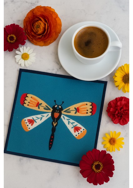 2’li Dijital Baskılı Nakış Detaylı Kokteyl Peçete Ds8