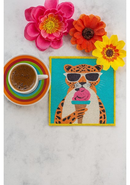 2’li Dijital Baskılı Nakış Detaylı Kokteyl Peçete Ds4