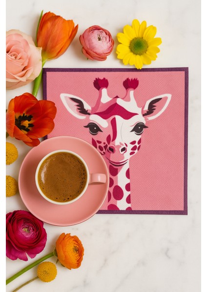 2’li Dijital Baskılı Nakış Detaylı Kokteyl Peçete DS10